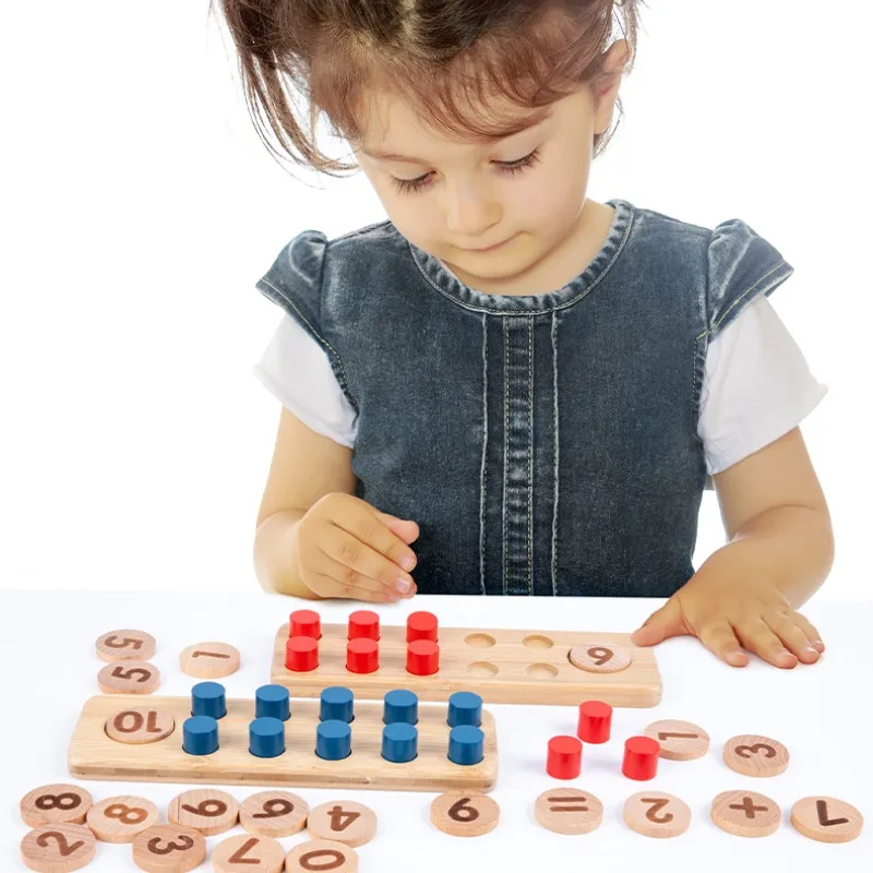 

Wooden Mathematics Enlightenment Puzzle Toys Ten Grid Matrix Addition and Subtraction Arithmetic Toys Montessori Education Toys