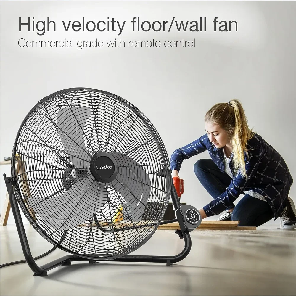 High Velocity Fan with QuickMount for Floor or Wall Mount Use, 3 Powerful Speeds, Remote Control