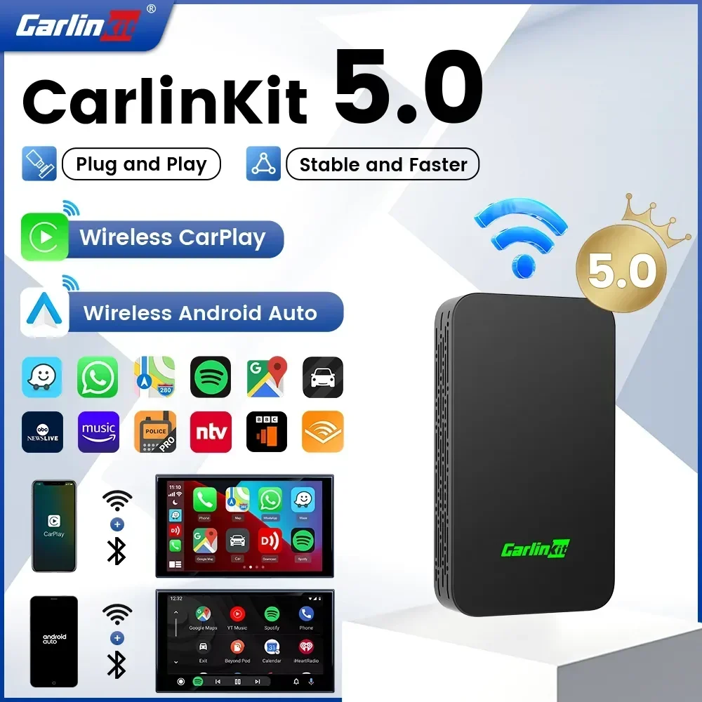 

2025 CarlinKit 5.0 2air Wireless Android Auto Box Portable CarPlay Wireless Dongle For Car Radio with Wired CarPlay/Android Auto