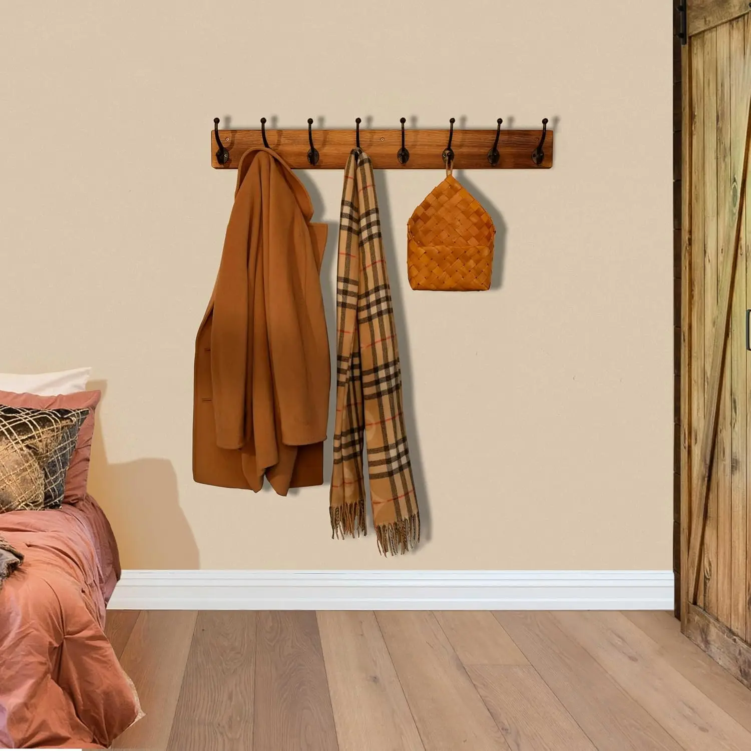 

Webi Rustic Coat Rack Wall Mount,35.43"" Long 8 Cast Iron Coat Hooks Wall Mounted,Heavy Duty Wall Coat Hanger Hooks For Hanging