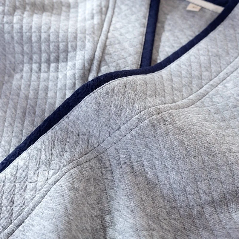 일본 기모노 슈트 남성용 100% 에어 코튼 파자마 긴 소매 바지 투피스 기모노 슈트 남성용 심플한 잠옷 투피스