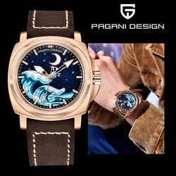 PAGANI DESIGN Mechanical Wristwatch Luxury Sapphire NH35 Automatic Movement Fashion Rose Gold Wave Watch for Men Reloj Hombre