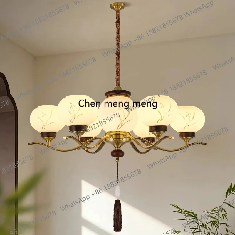 

New Song-style aesthetic chandelier living room light New Chinese-style all-copper zen dining room bedroom light