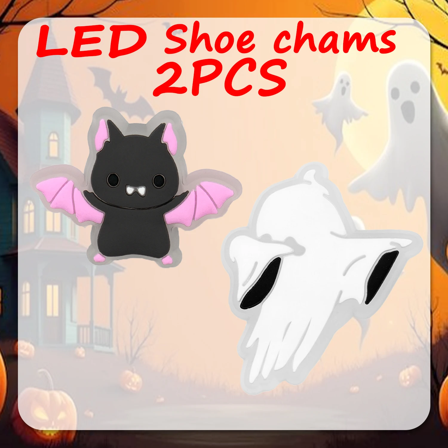 1/2/5 Stück Halloween-Schuhdekoration für Sandalen, lustiger Kürbis-Geist-Schuhanhänger, Zubehör, Katzenfledermaus, geeignet für alle Clogs – Detail 8