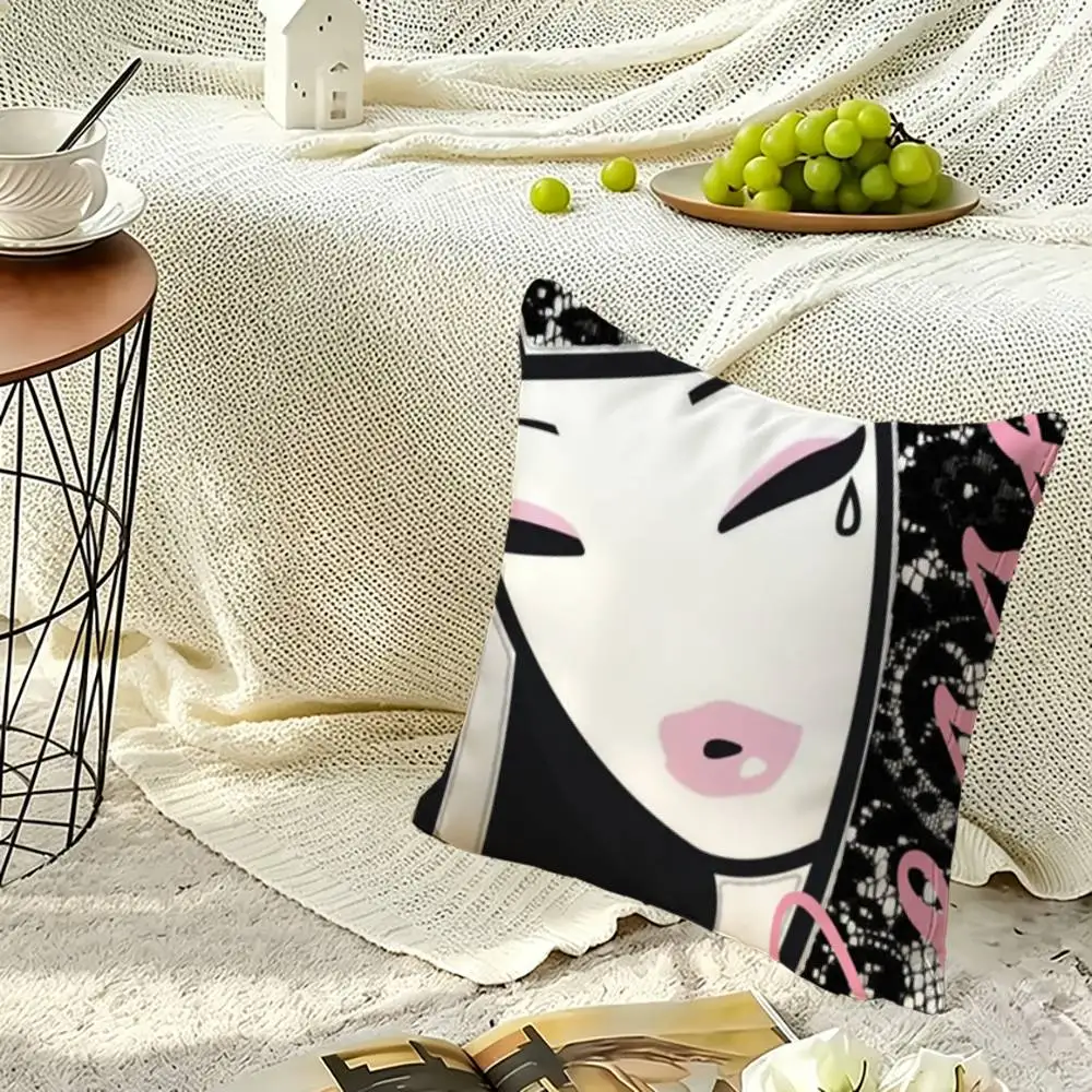 Cartoon T-Tokidokis-s Pillow Case Sofa Living Room for Bedroom Headboard Backrest Cushion Square Nap Time