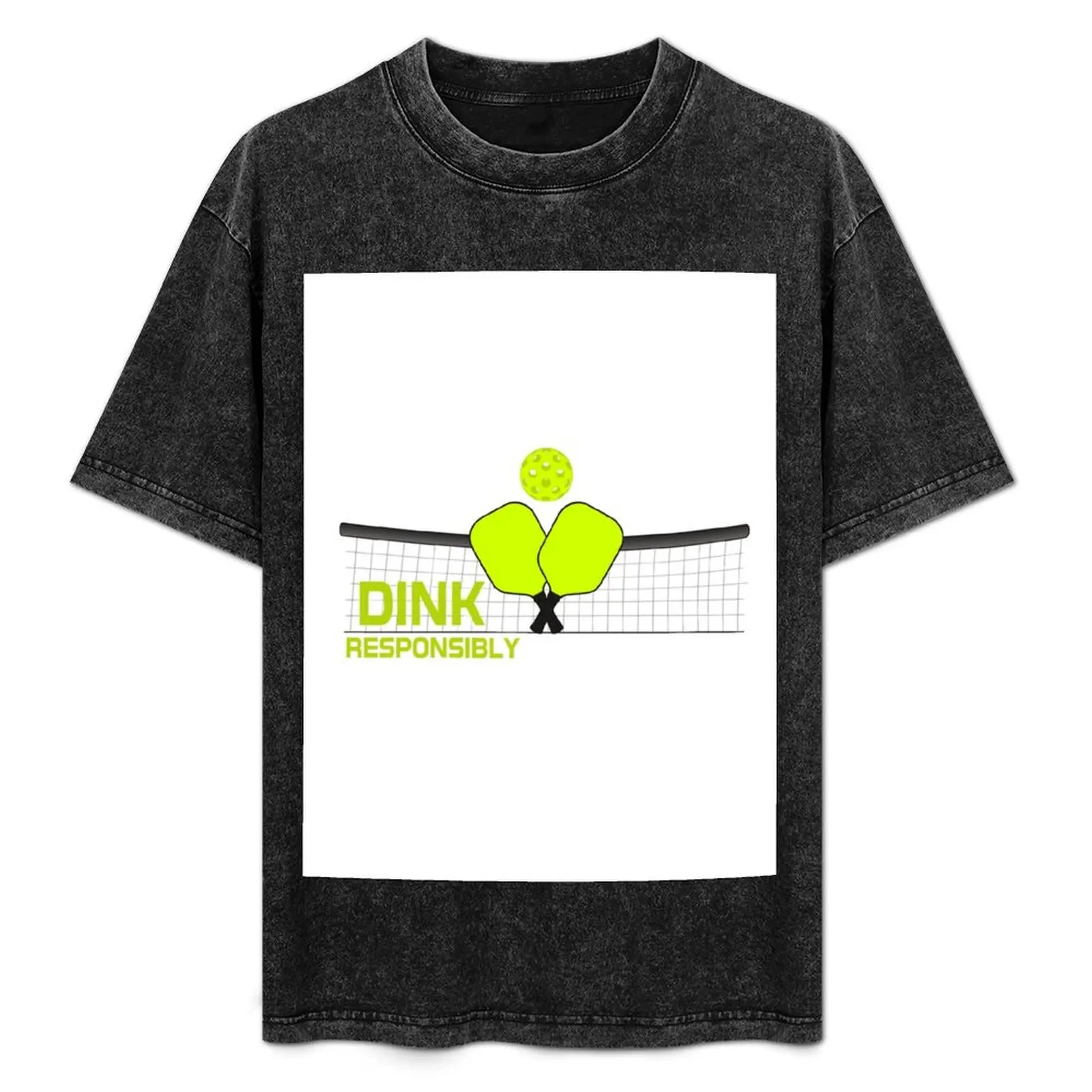 

Dink Responsibly Pickleball Crossed Paddles T-Shirt Basic Short Sleeve T-Shirt for Men