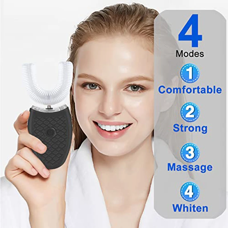 

Высококачественная портативная водонепроницаемая автоматическая U-образная силиконовая головка для путешествий, пищевая электрическая зубная щетка для взрослых и детей