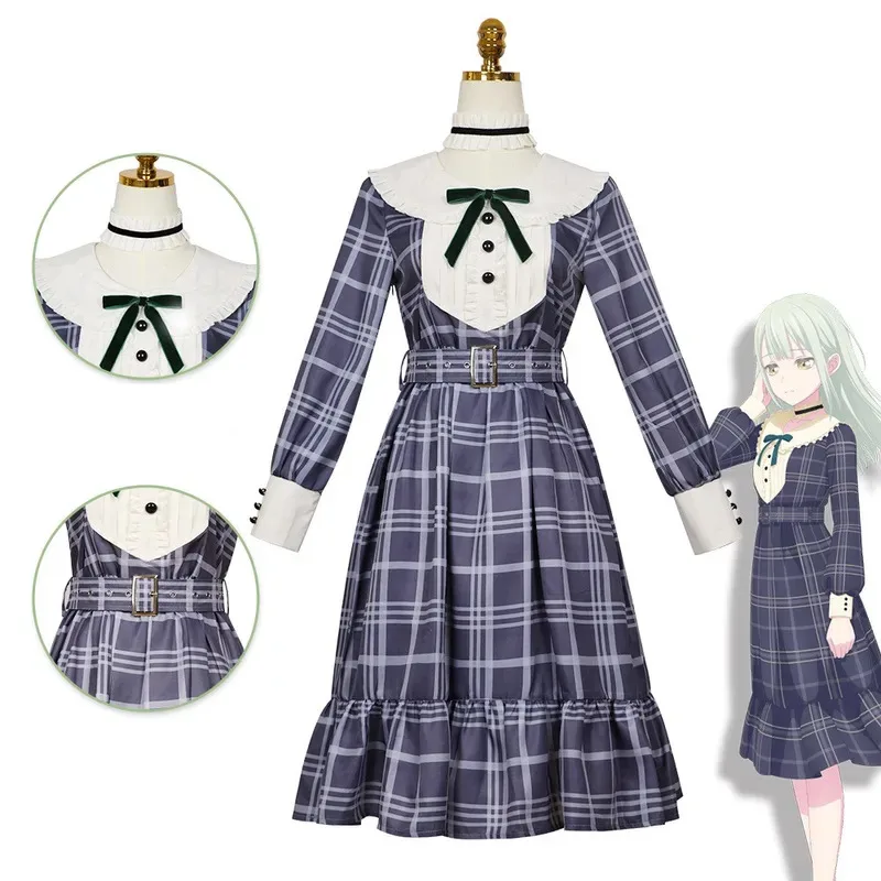 

Аниме BanG Dream! Ave Mujica Wakaba Mutsumi Mortis Косплей Костюм Ежедневная сетка Платье с длинными рукавами Парик Женские милые костюмы для отдыха;3,