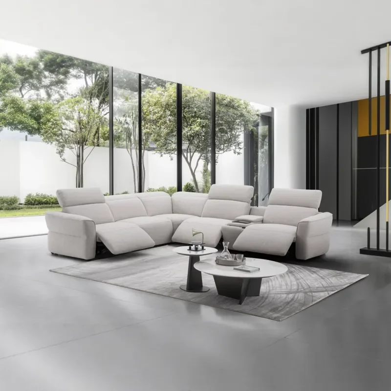 

Electric Reclining Modular Sectional Sofa Set | Modern Genuine Leather Corner Design | Three Seat Gliding Movement