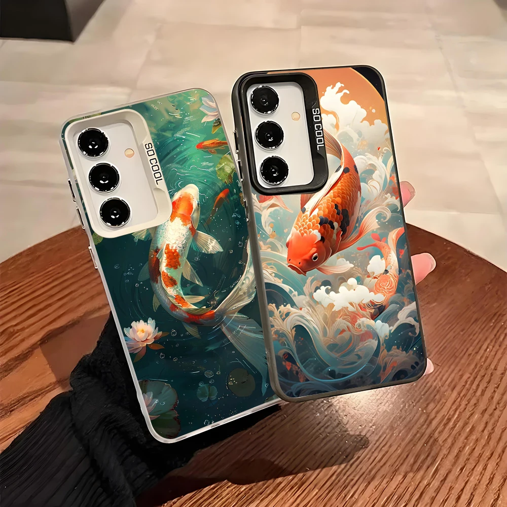 Red Koi Carp Colorful Soft Edge Hard Shell Phone Case for Samsung Galaxy A13 A14 A23 A02S A03 A05 A05S A52 A54 5G Cover Fundas