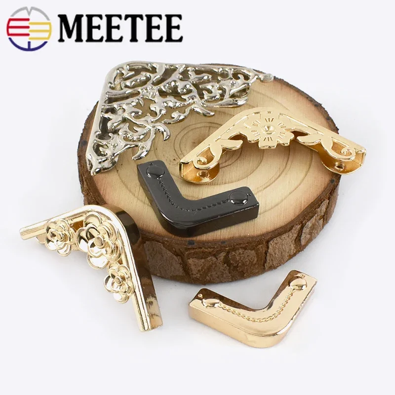 2/4/10Pcs Meetee 40mm Bag Corner with Screw Decoration Hardware Accessories for Handbag Edge Protection Metal Hook Buckle BF215