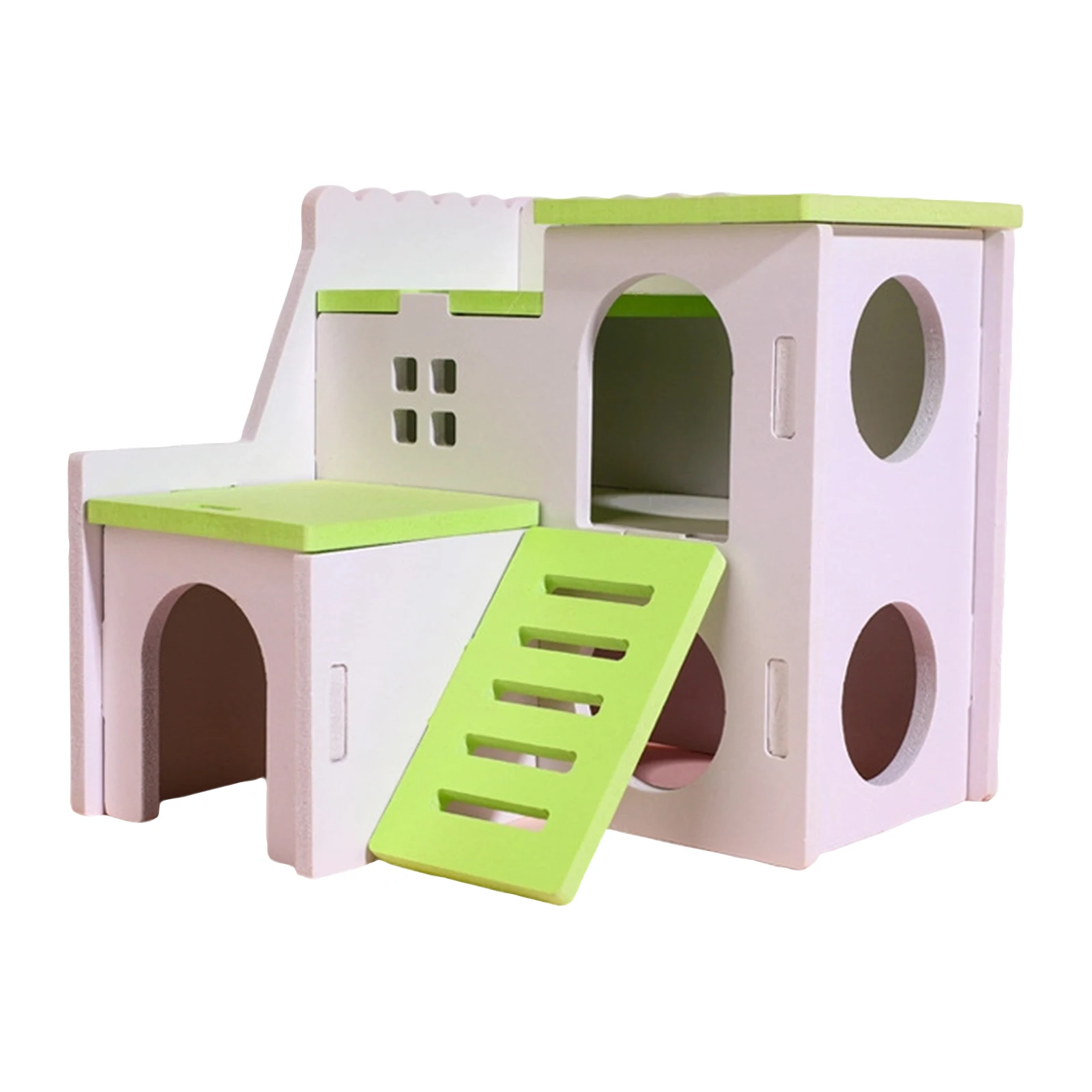 Hamster-Haus Spielzeug Kleintier-Versteck Hamster-Holzhaus 2 Ebenen Mit Leiter-Design Holzhütte Spielzeug – Detail 5