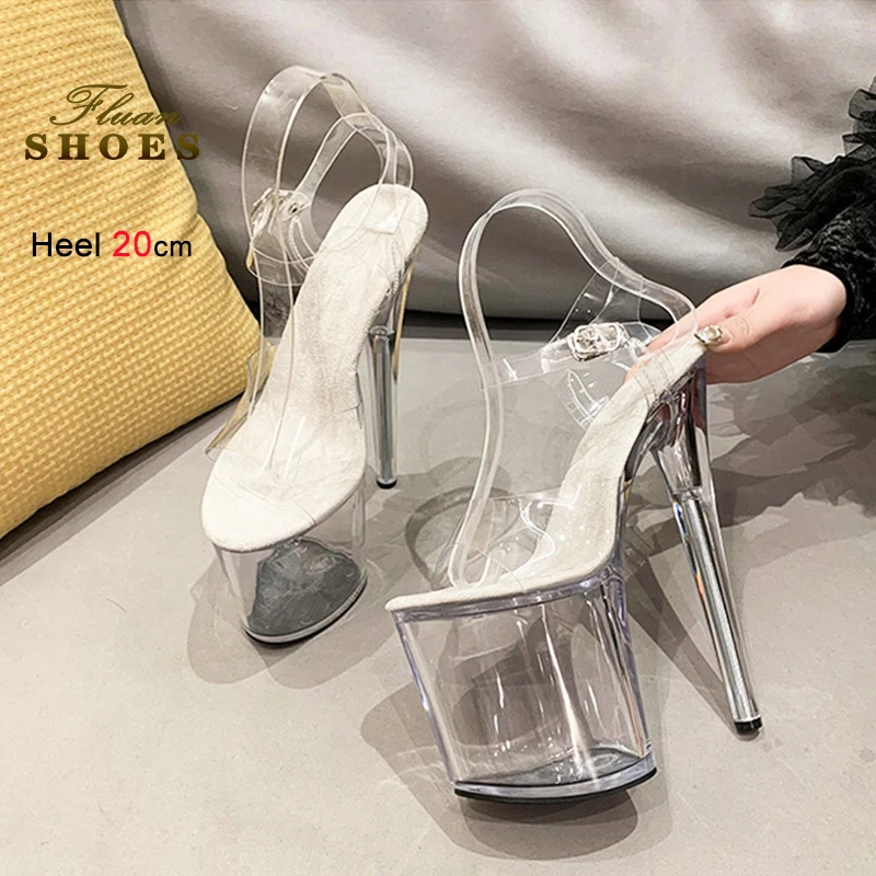 

Прозрачные ПВХ-босоножки на высокой платформе и тонком каблуке для женщин, для ночных клубов, 15 см, 17 см, 20 см, на шпильке, летние, для танцев на пилоне