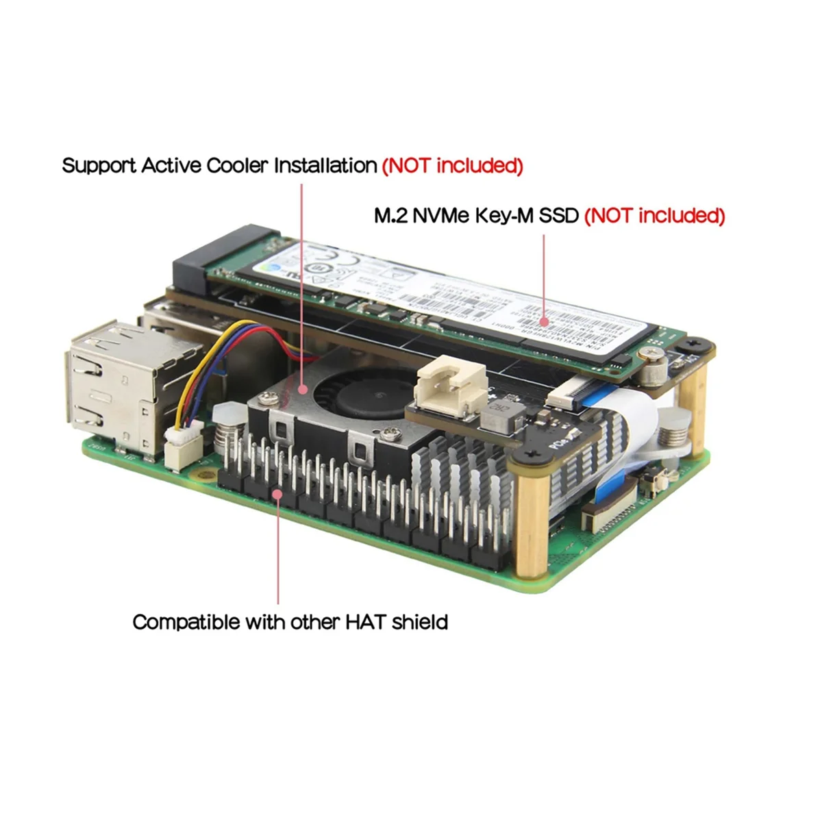 X1001 M.2 NVMe SSD Shield PCIe Peripheral Board Compatible with for 5