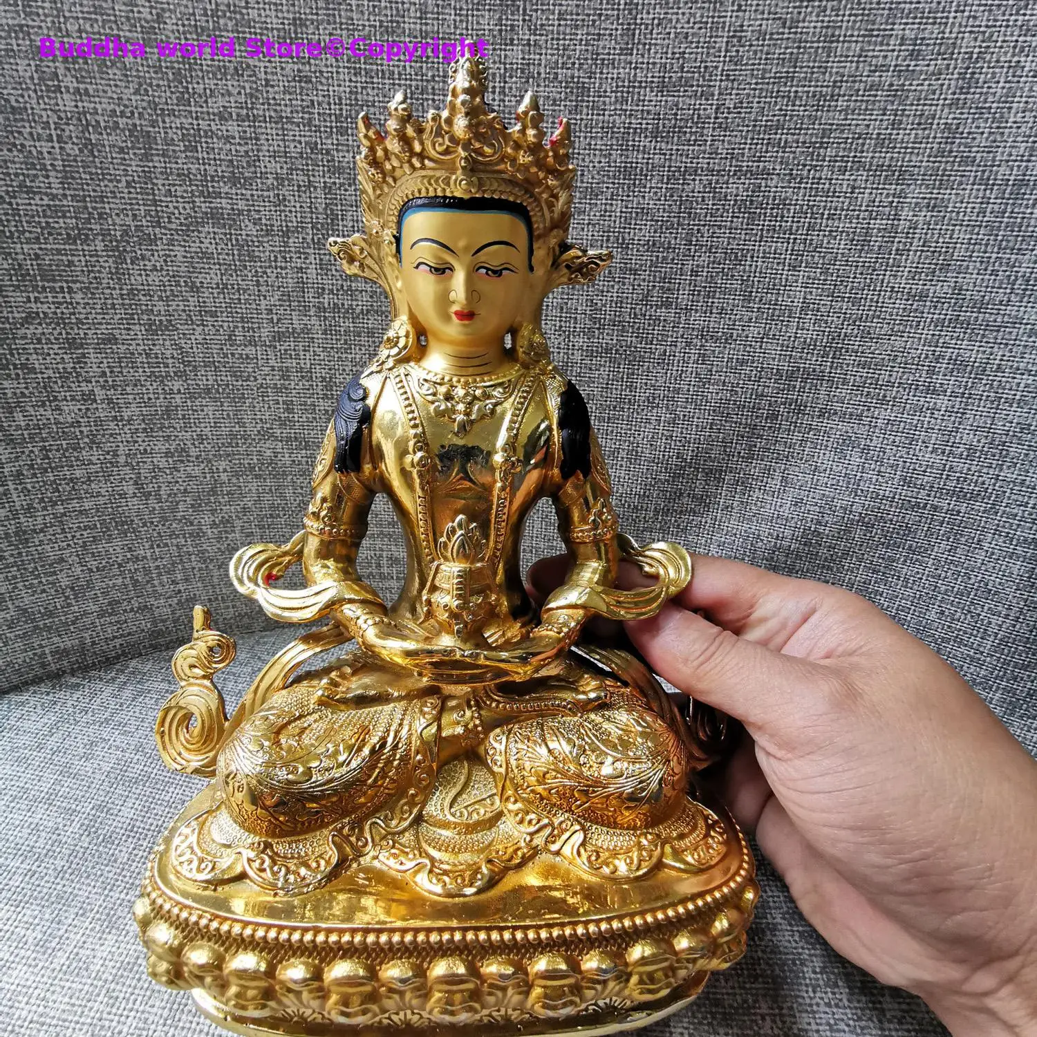 

Special Offer # Buddhism Aisa Tibet HOME family gilded copper Amitayus Buddha GUAN YIN Buddha statue safe health good luck