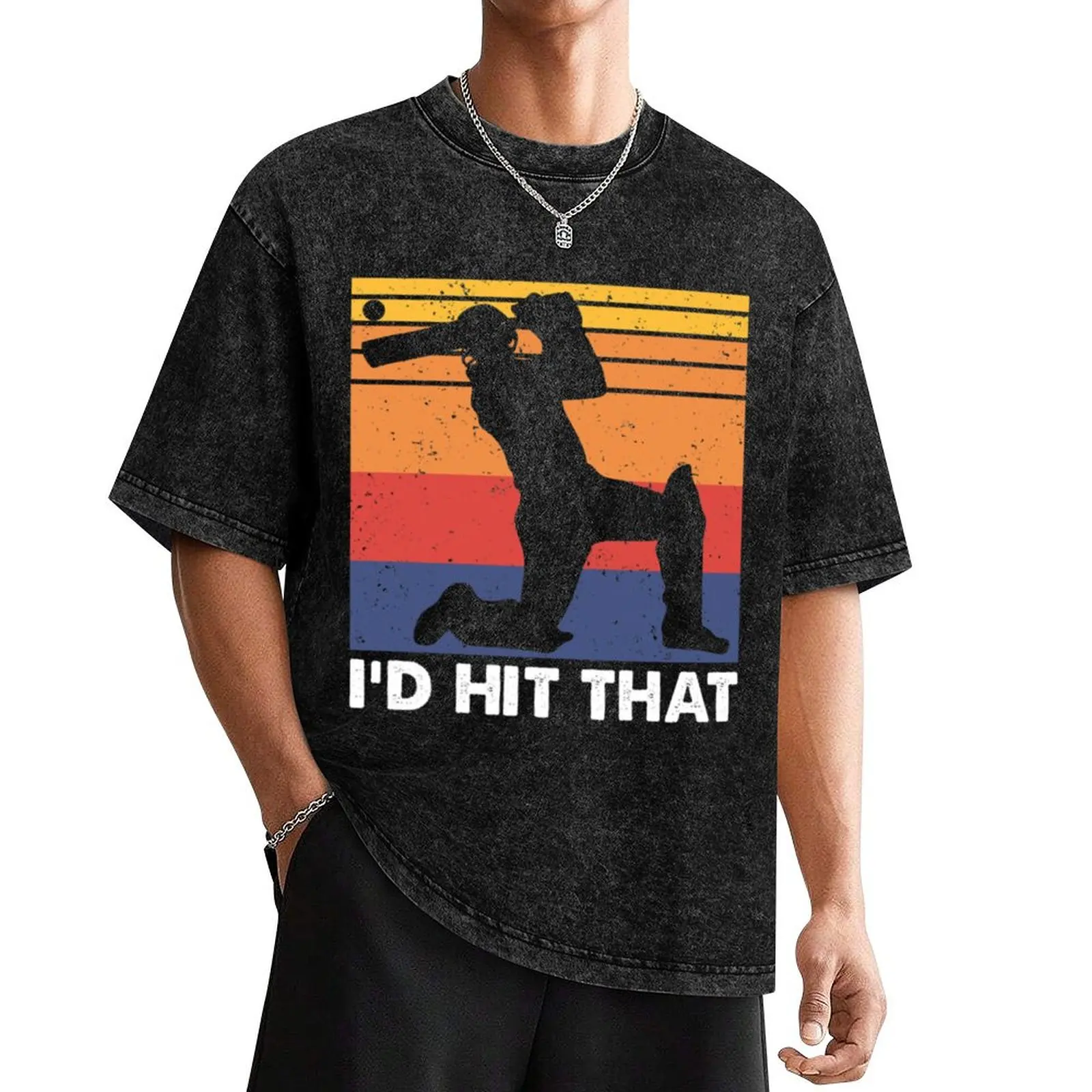 

I_d Hit That, Vintage Cricket Player T-Shirt cute tops heavyweights vintage clothes mens t shirts