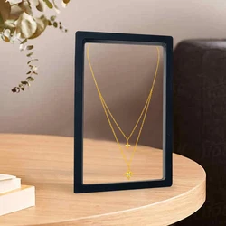 Acrylic Jewelry Storage Box 3D Packaging Case Gemstone Free Stand Floating Frame Membrane Ring Earrings Necklace Display Holder