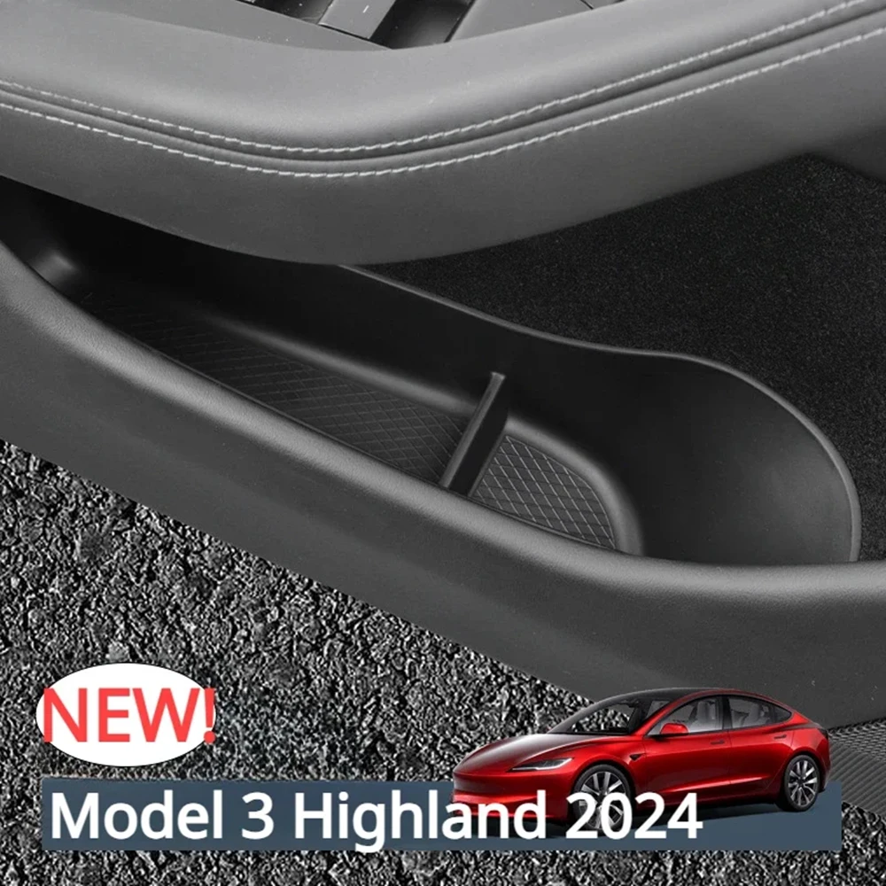 

4Pcs Car Door Side Storage Box For Tesla New Model 3 Highland 2024 Door Armrest Umbrella Trash Can TPE for Model 3+ New