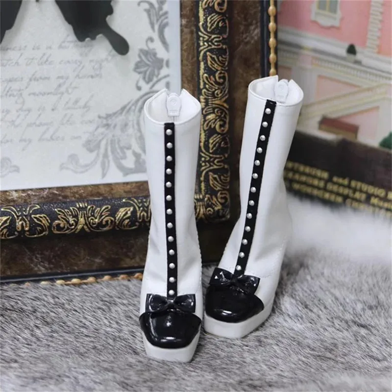 

BJD SD AS 1/3 Doll Shoes spliced black bow with drill high heel boots BJD Doll accessories