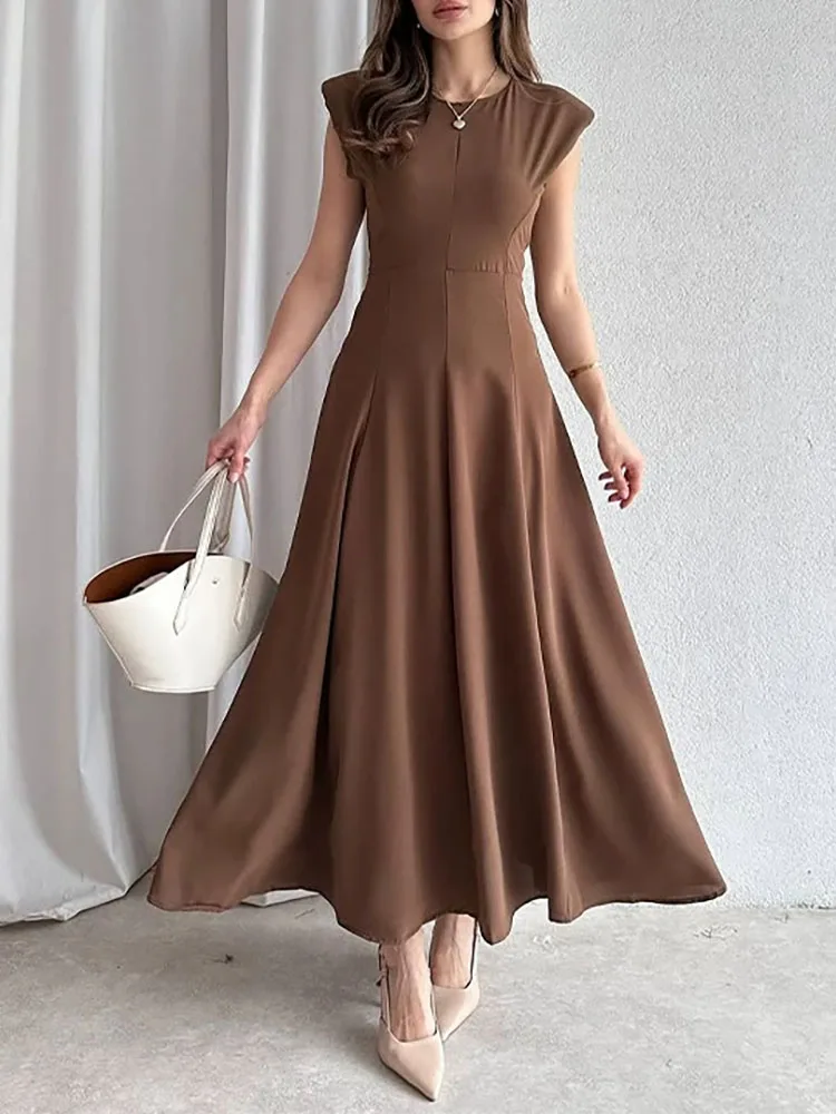 ربيع جديد جولة الرقبة بلا أكمام الدانتيل يصل فستان كاجوال مزاجه النمط الأساسي الكلاسيكي بلون تنورة ألف خط #5