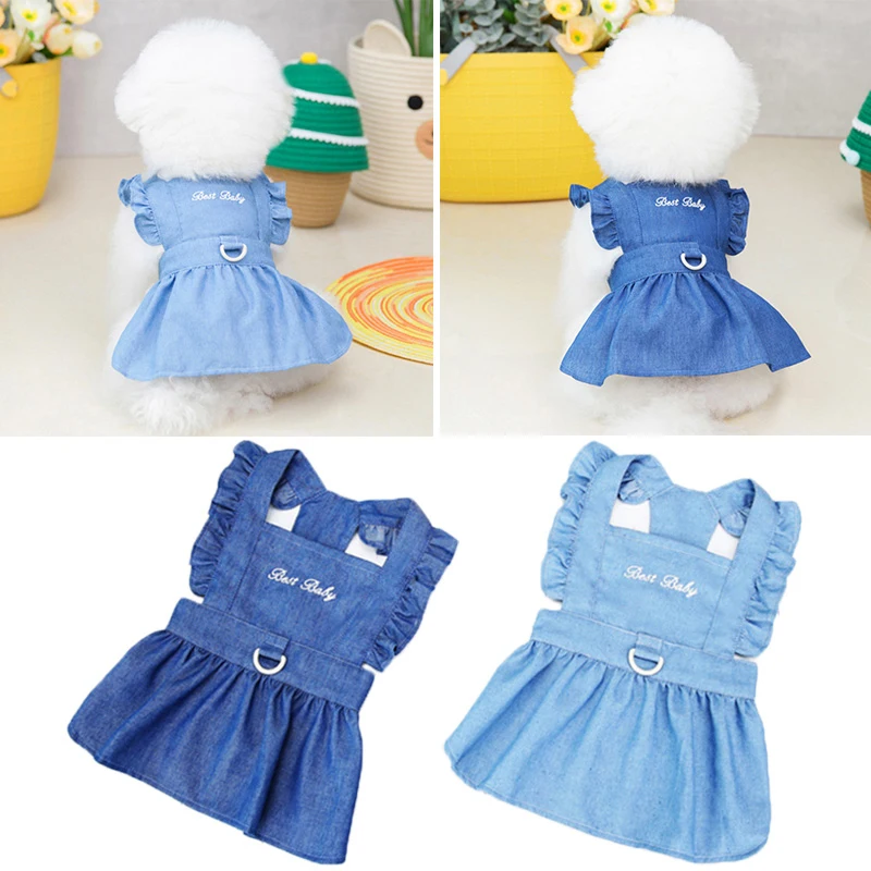 Dog Clothes For Puppy Summer Clothes Small Dog Dress Denim Skirt Harness Dresses for Dogs Apparel disfraz perro roupa cachorro