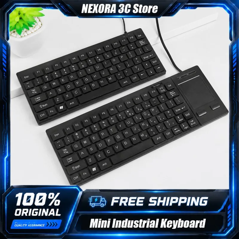 New Mini Industrial Keyboard PS/2 & USB Port Compact Wired Keyboard for CNC Machine Cabinet Control Medical Equipment Server