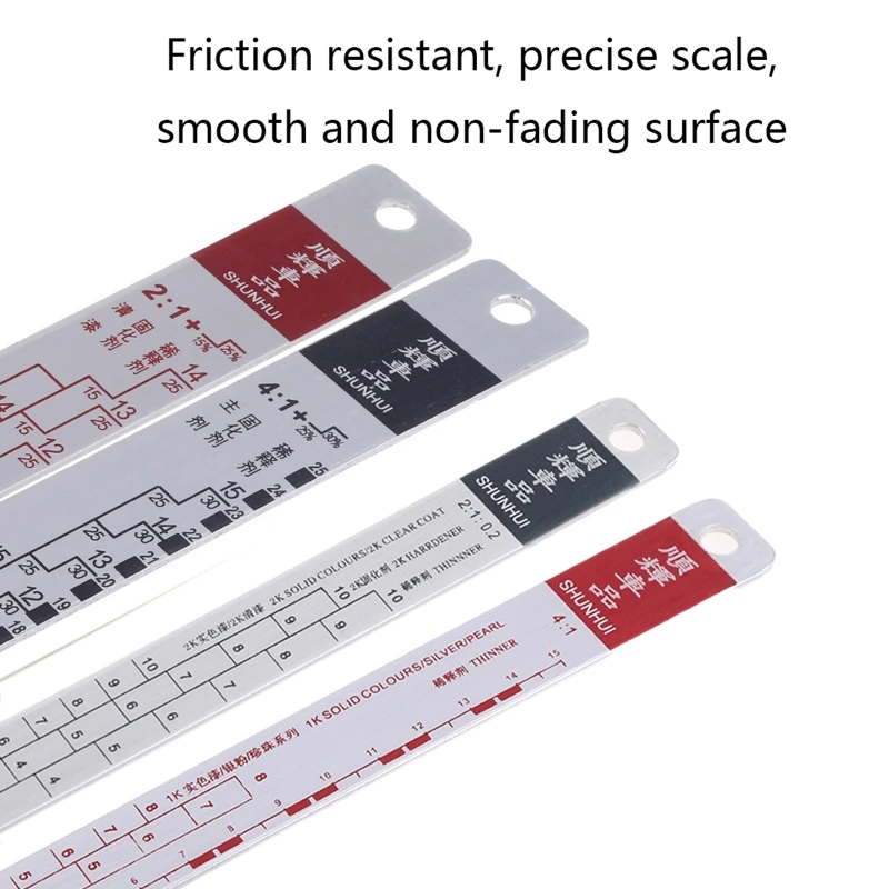 A2UD Standard Car Paint Ruler Suitable for Cars Mixing Tool Ruler Paint Tool Black/R-ed Car Paint Ruler