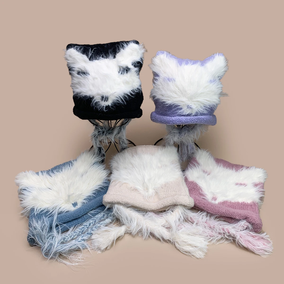 

Fox Straps Cute Plush Hats Autumn and Winter New Women Warm Personal Sunshade Outdoor Fashion Casual Versatile ins Knitted Caps