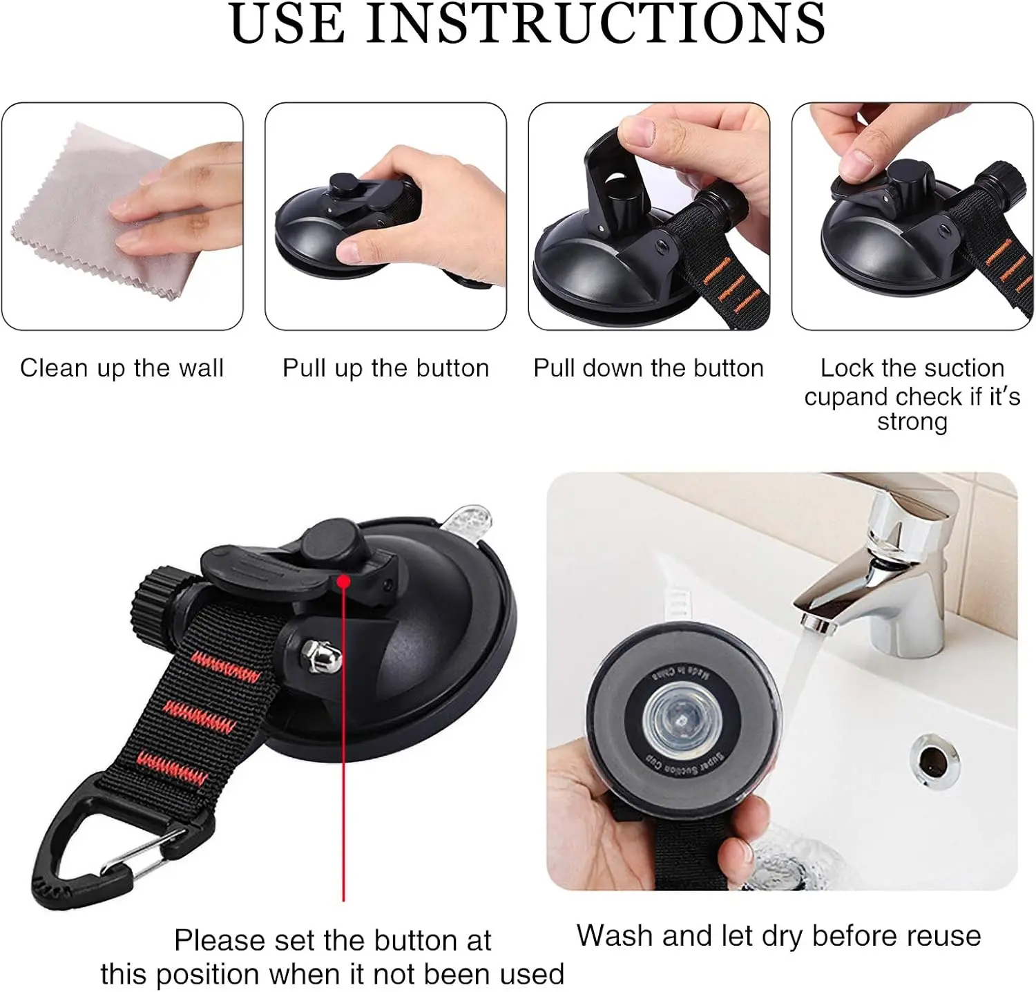 Heavy Duty Suction Cup Hooks for Camping, 22lbs Each, Strong Vacuum Suction Cup with Securing Hook for Car Awning Boat SUV - view 3