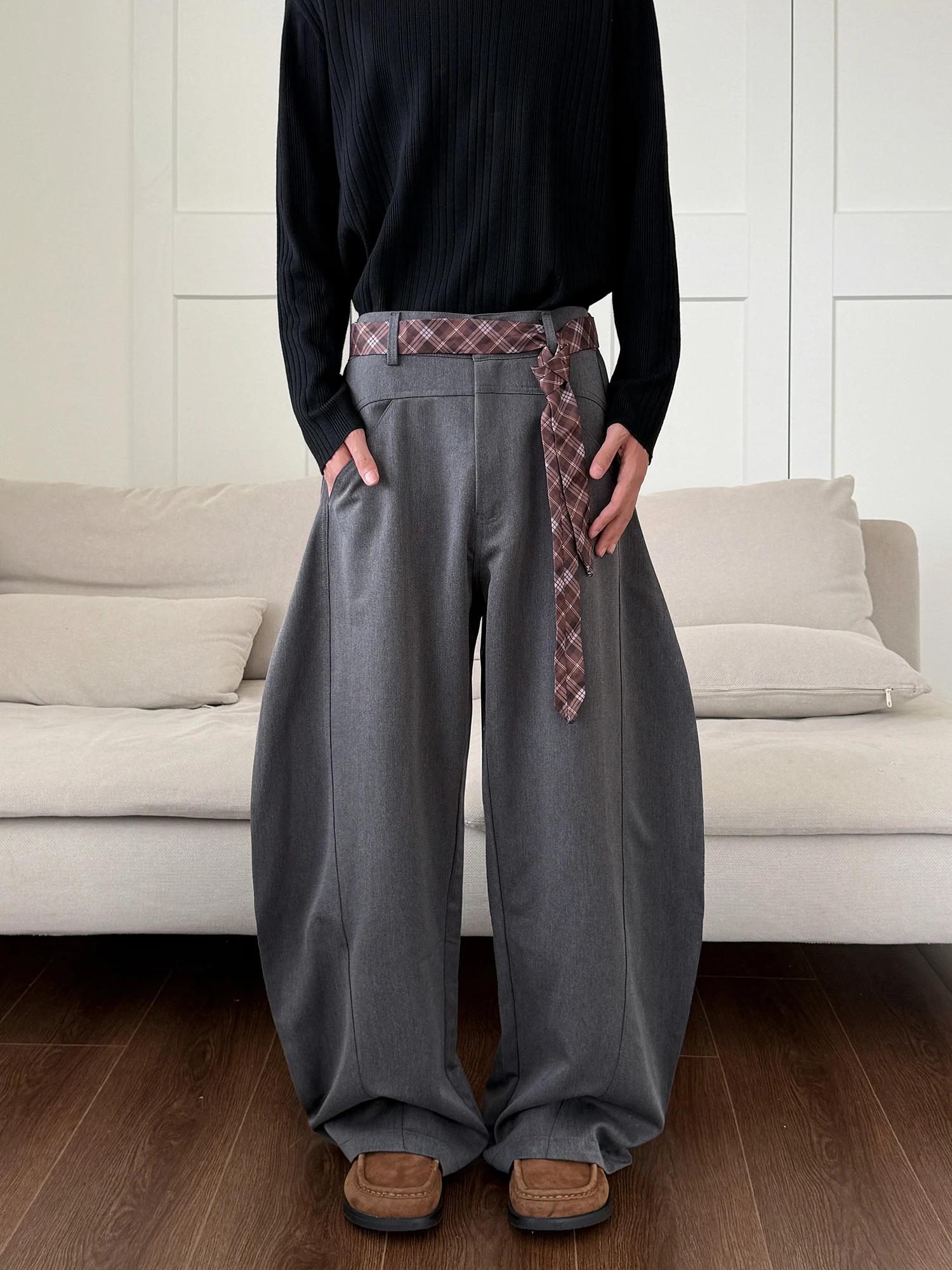 

Chancey High Waist Wide Leg Pants Men's Casual Trousers Vintage Design Polyester Cotton Blend Straight Cut Autumn Wear