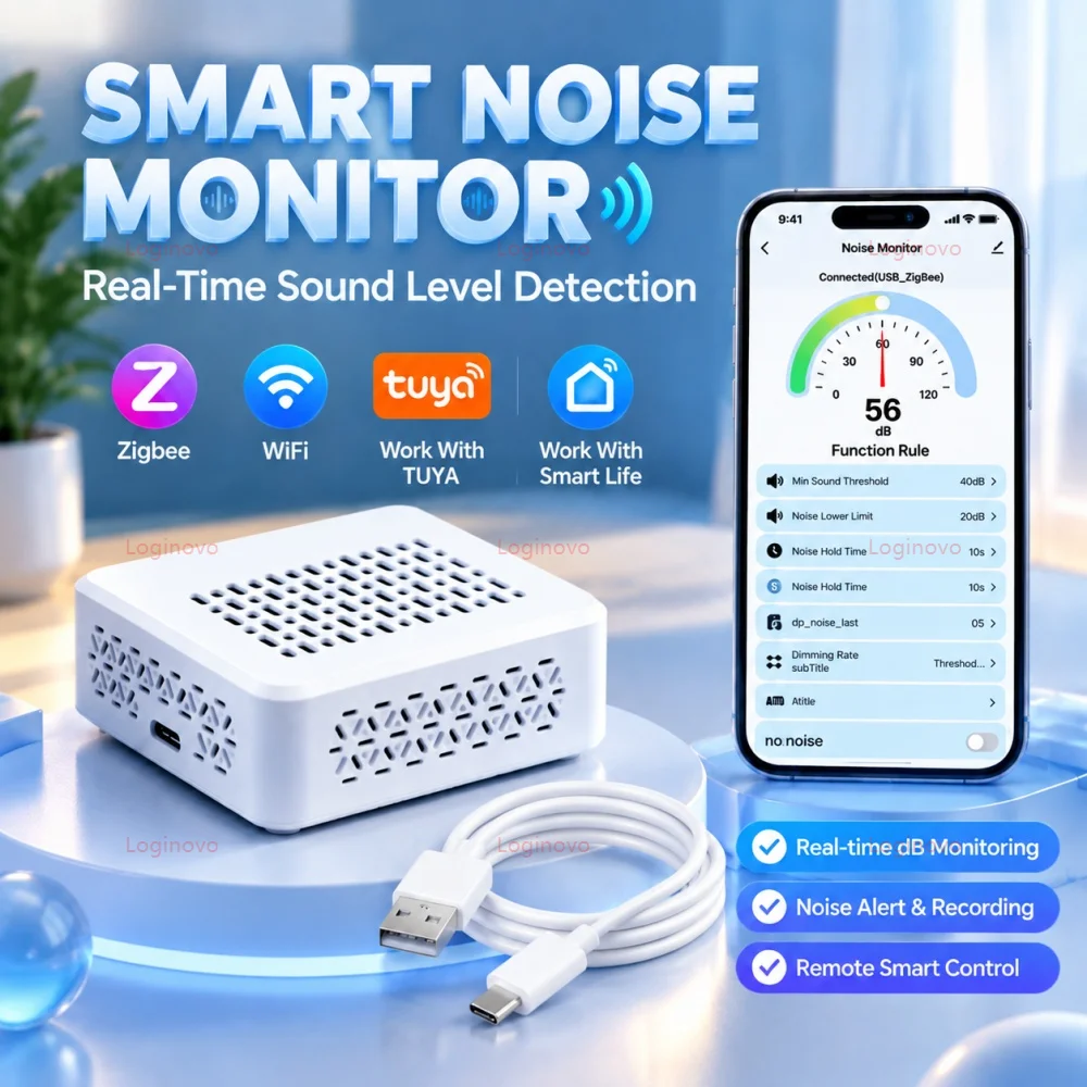 Tuya Wifi/Zigbee Sound Level Meter Decibel Noise Detector Noise Sensor Environmental Sonometer Smart Life Home Automation Scene