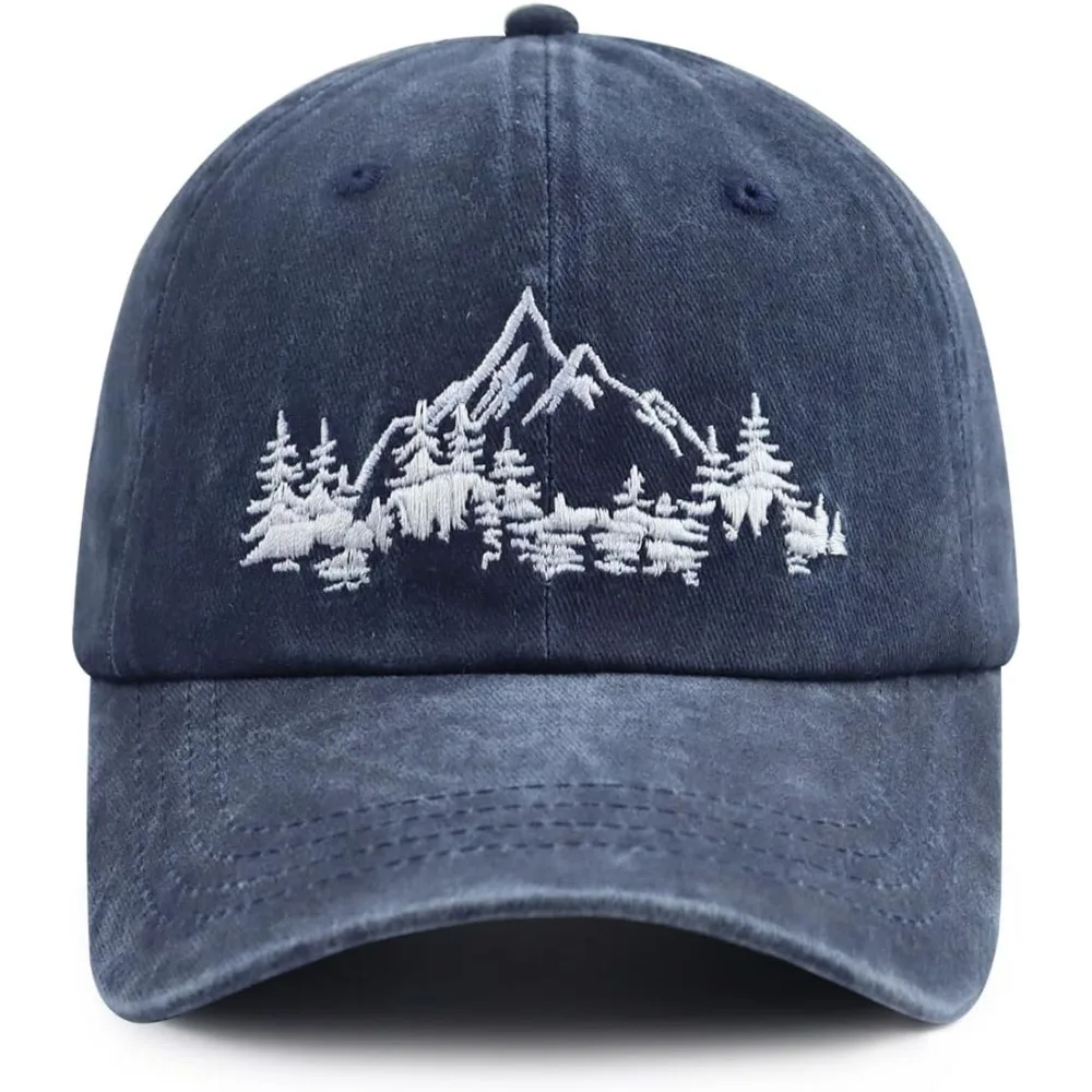 

Шапка Mountain Trees для мужчин и женщин, забавная регулируемая хлопковая бейсболка с вышивкой для кемпинга и пешего туризма, уличная бейсболка