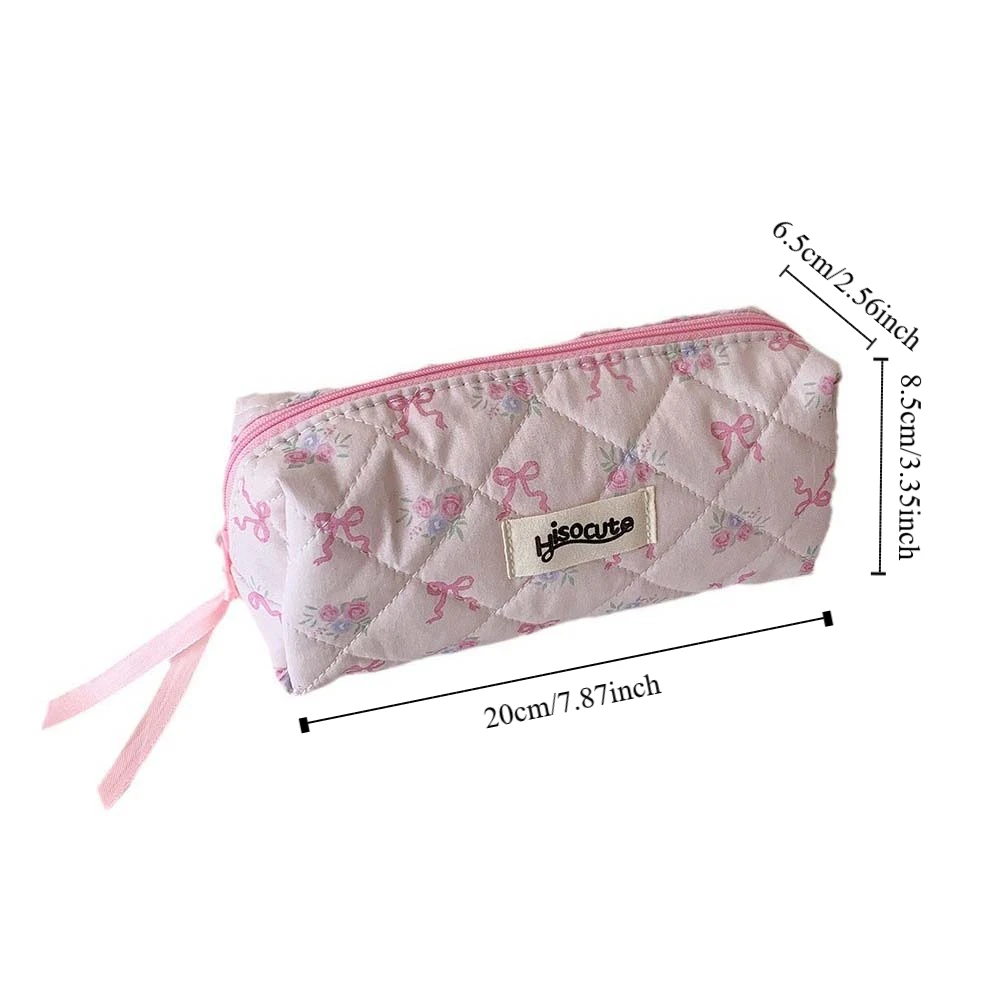 Bowknot Bow Stationery Bag Pink/White Large Capacity Korean Style Pencil Case Aesthetic Ins Style Bow Pencil Pouch Student