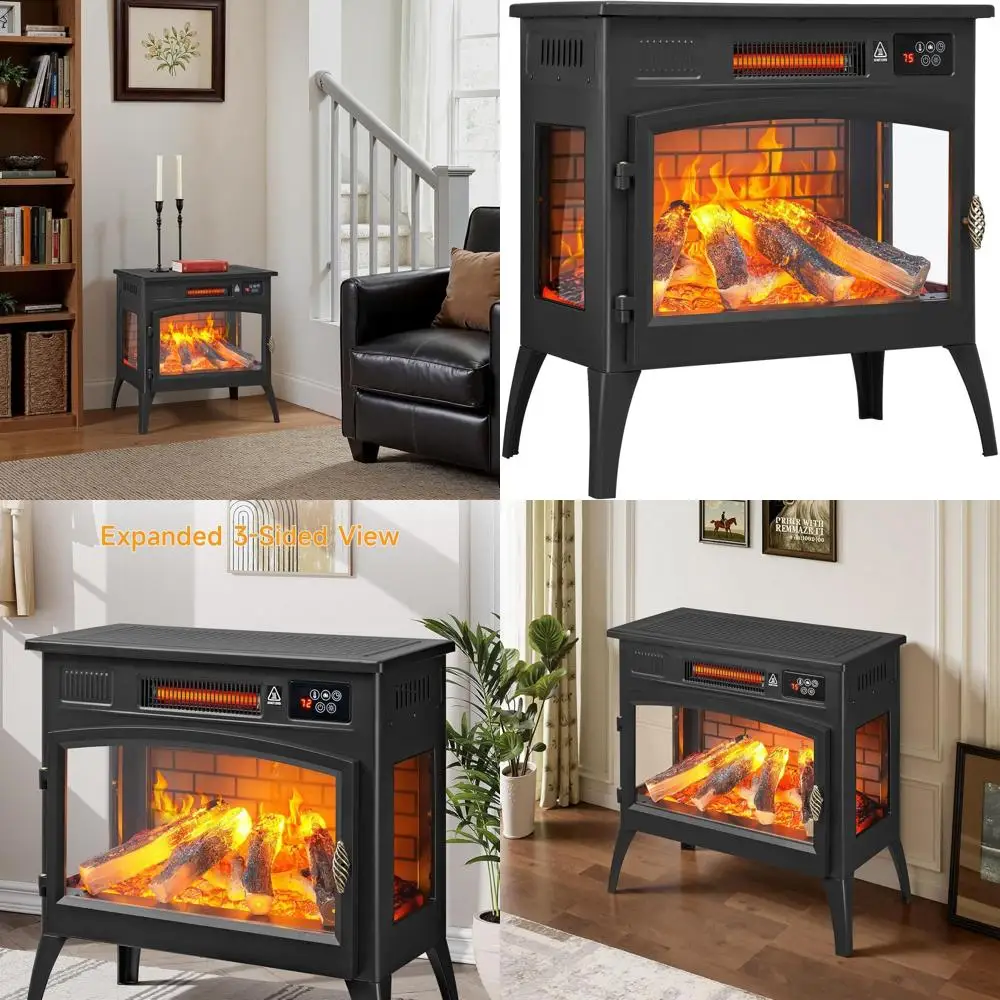 

Электрическая каминная печь 24 дюйма с 3D-эффектом пламени, 6 цветами пламени, инфракрасным обогревателем 1000/1500 Вт, комнатным обогревателем 5200 Вт с пультом ДУ