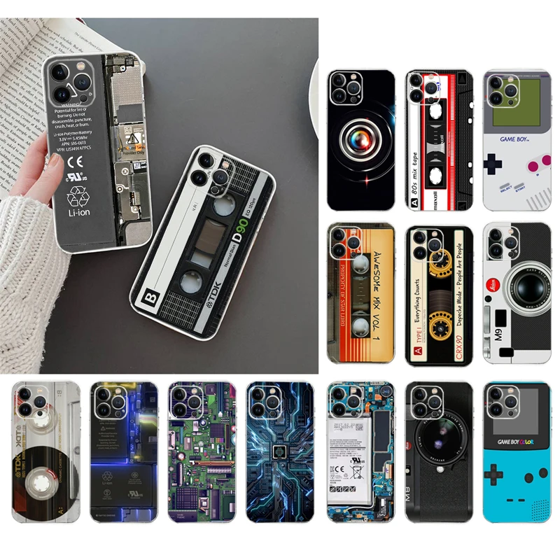 

Phone Case For iphone 17ProMax Air 16 15 14 13 Pro Max 15 16 Pro 15Plus Camera Cassette Tape Battery Circuit