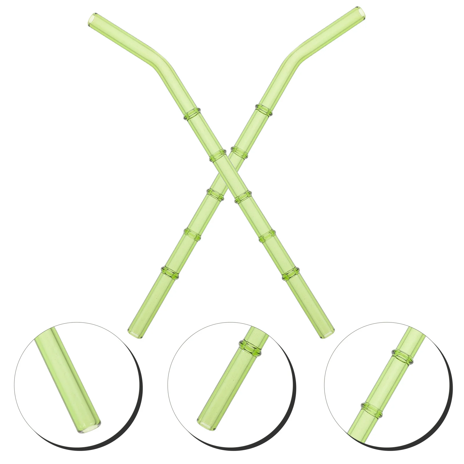 

2Pcs Unique Bamboo Shape Glass Straws Washable and Attractive for Bar and Home Glass Straws Glasses Straw Straw