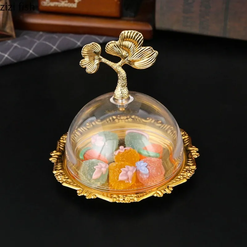 

Metal Cake Stand Acrylic Transparent Cover Dim Sum Dish Pastry Plate Fruit Plate Dessert Bowl Snack Tray Bread Plate Tableware
