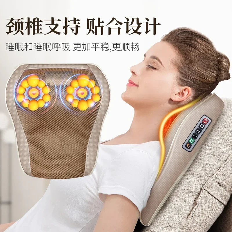 Neck massage pillow  waist neck  shoulder car home hot compress massage backrest multifunctional back massage pillow