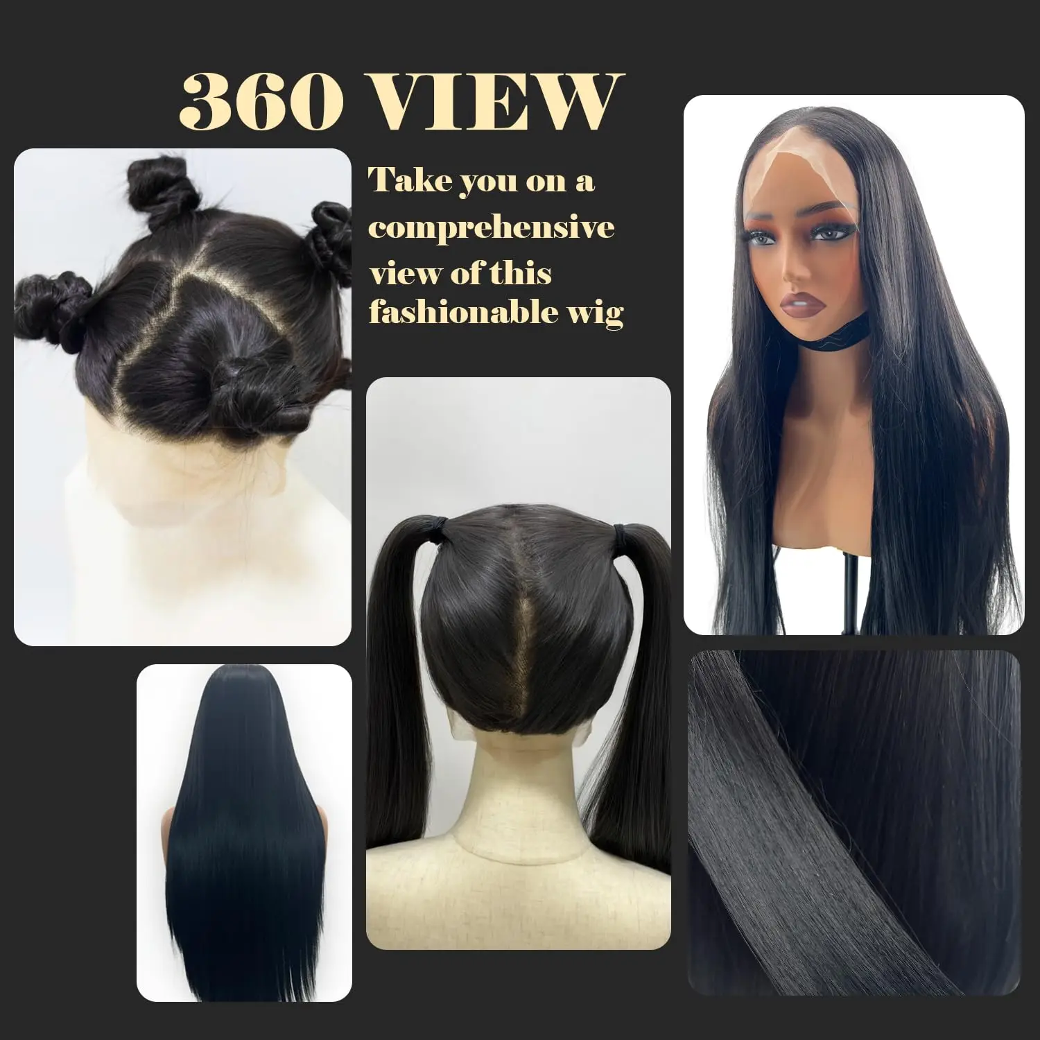Полный парик шнурка 360, плотность 200, натуральная черная кость, прямая Hd, кружевная передняя часть, бразильские человеческие волосы, 100% предварительно выщипанные человеческие волосы