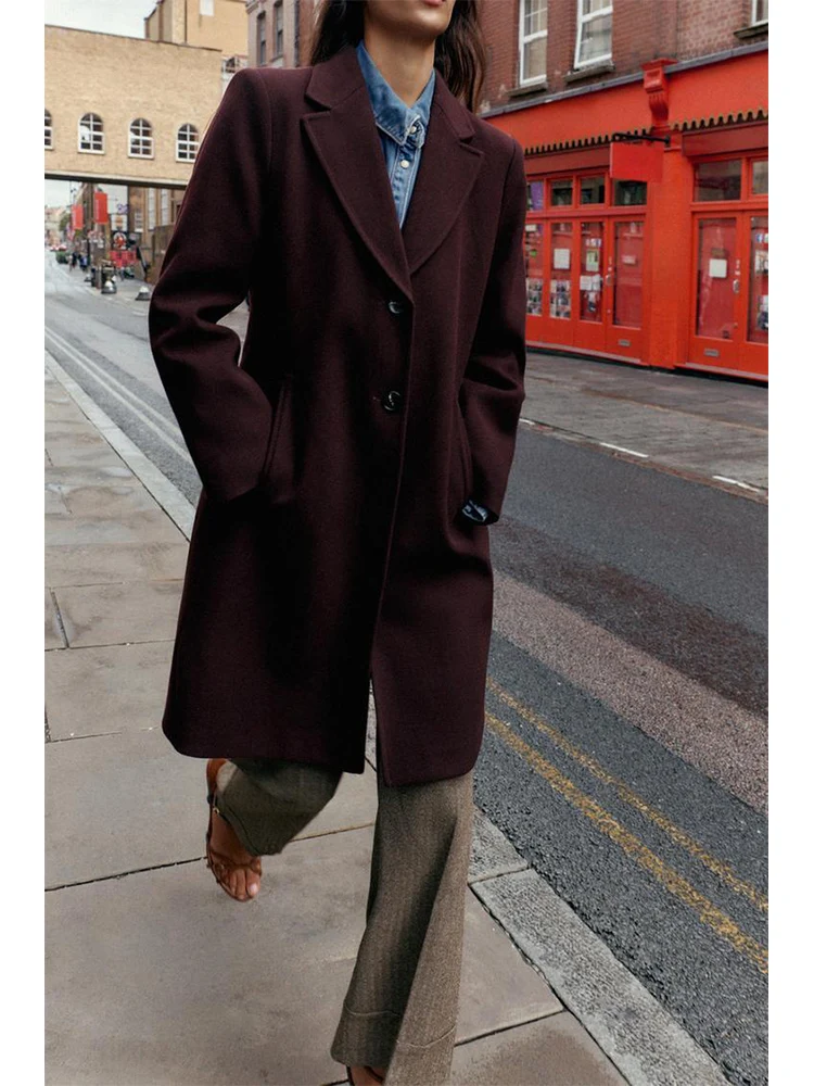 

Новая женская мода в европейском стиле, универсальное темпераментное повседневное простое шерстяное пальто с мягкими подплечниками, куртка