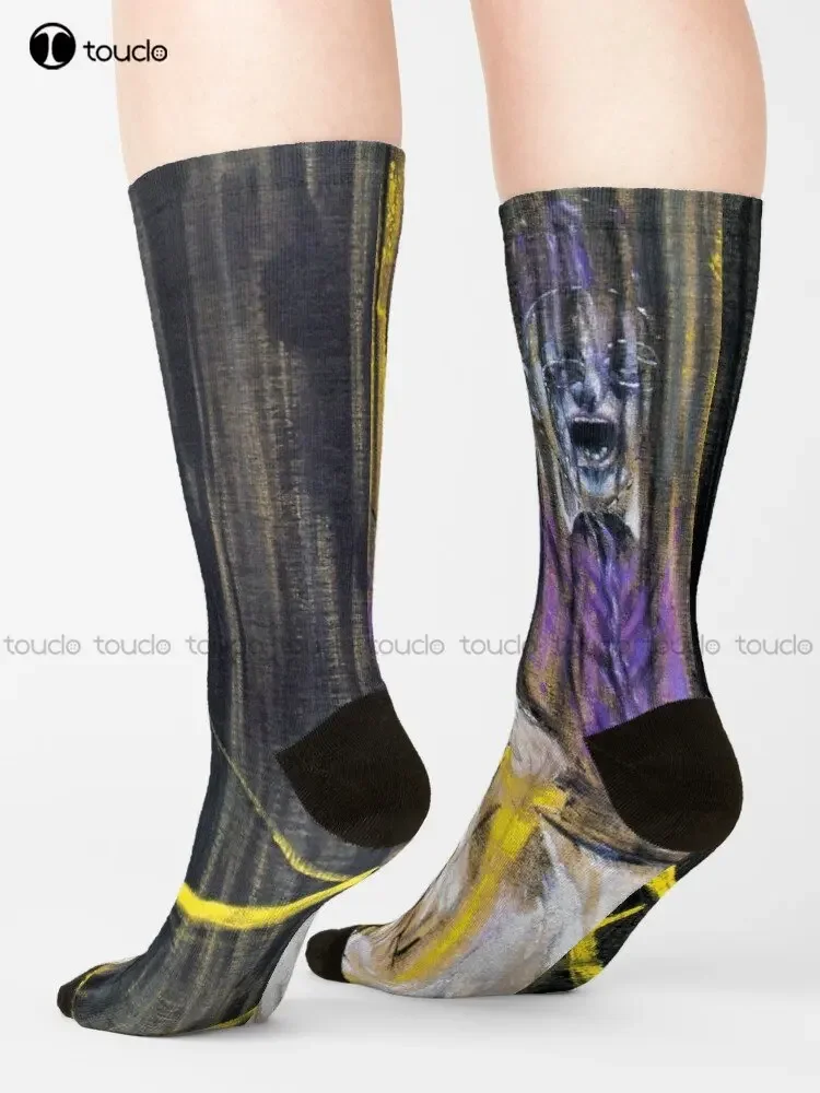 فرانسيس بيكون | صراخ البابا (المطر الأسود) | الجوارب الجوارب الصفراء الأزياء الإبداعية الترفيه مضحك الفن مجردة النفط اللوحة الجوارب #2