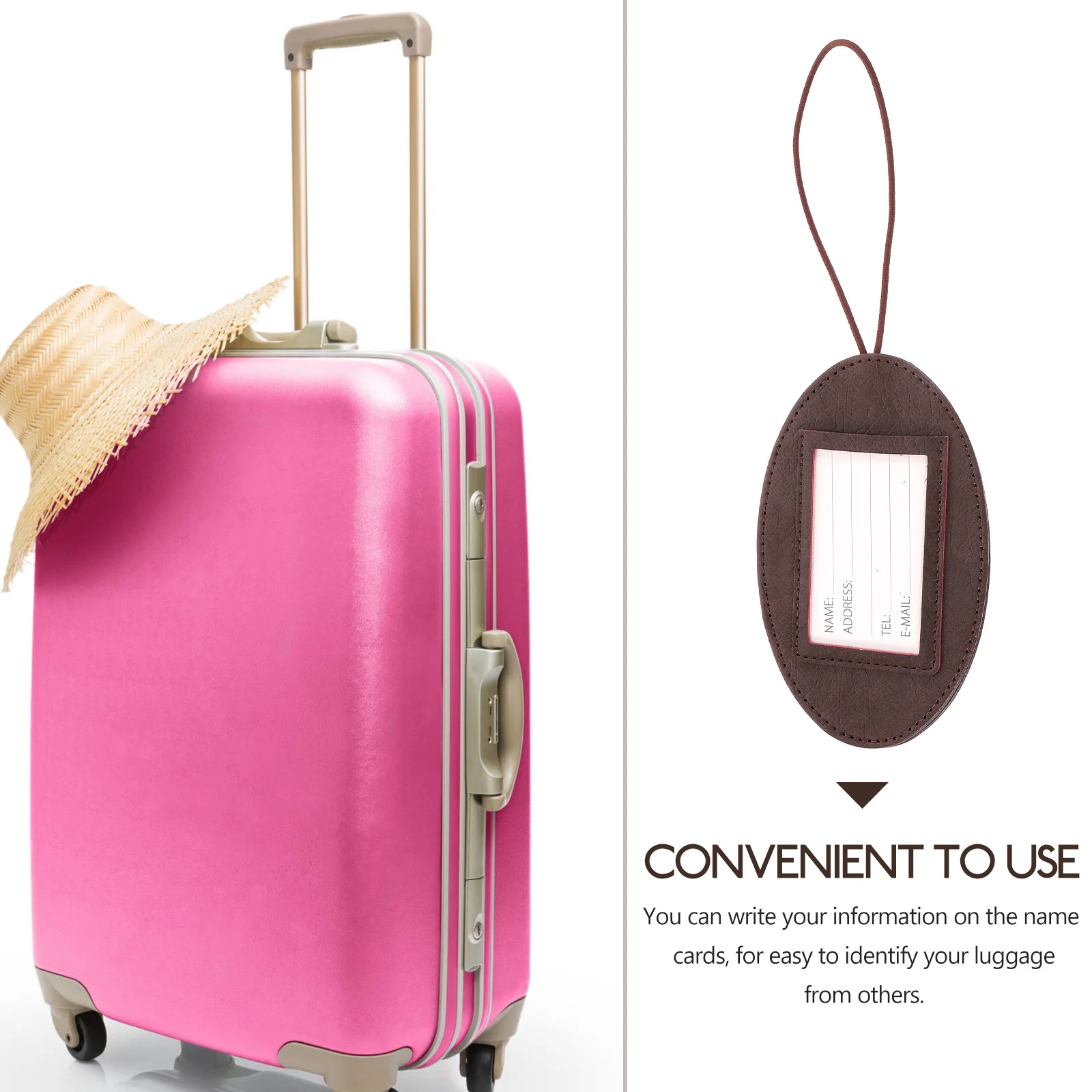 Travel Luggage Label Durable PU PVC Wear Resistant Baggage Tag Simple Design Reusable Identification Suitcase Tag Portable Use
