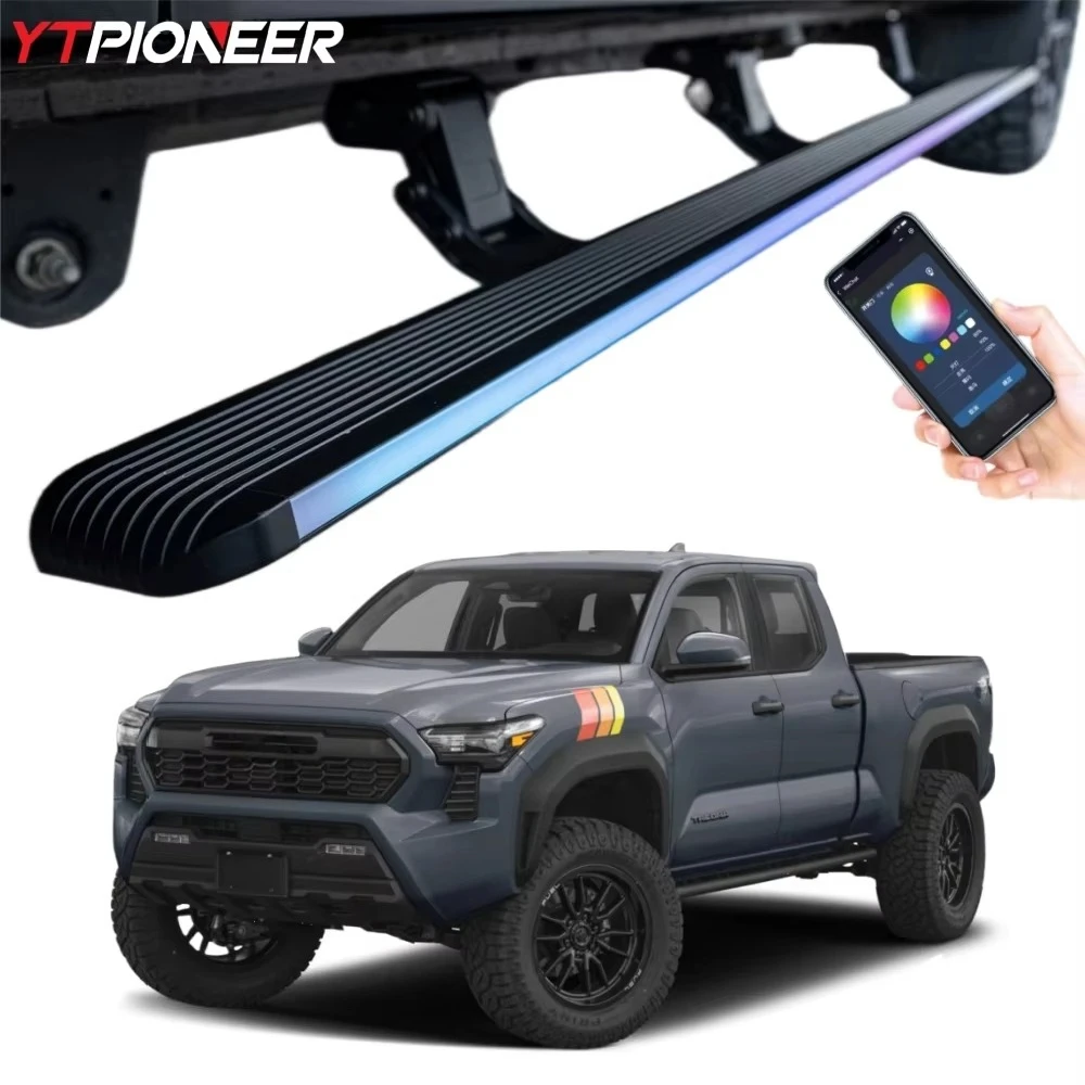 

For 2024 2025 Toyota Tacoma SR5 Platform Double Cabin Four Door Power Running Boards Electric Side Steps With Led Lights