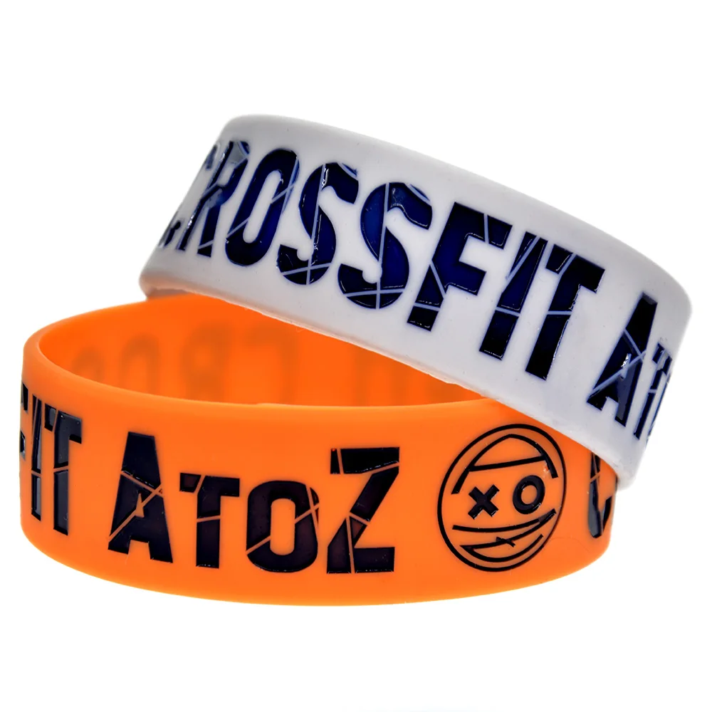 1 PC Crossfit A To Z Silicone Rubber Bracelet One Inch Wide Band Debossed Logo