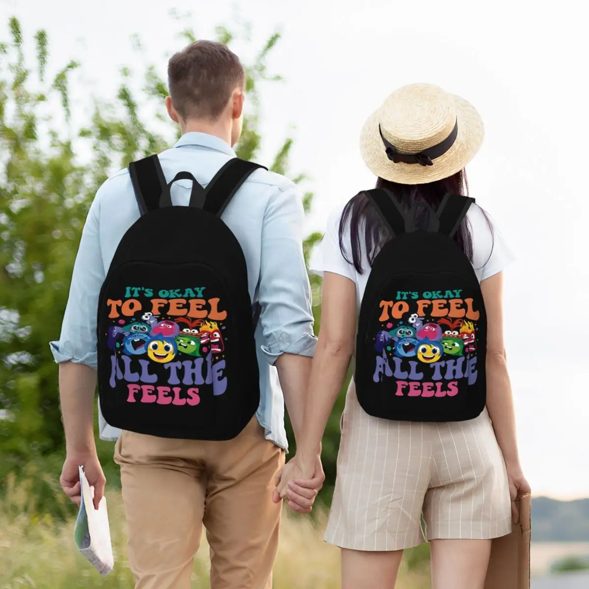 It's Okay To Feel All The Feels Backpack Lovely Inside Out 2 Character Student Schoolbag Teenage Bagpack