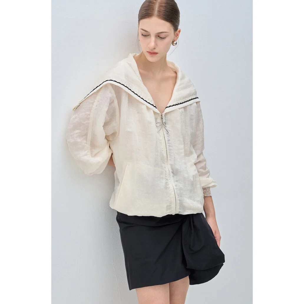 

Slimming Effect Naval Collar Thin Jaet Dstring Commute Versatile ort Outerwear Ladies Pure Color Zipper Regular Sve