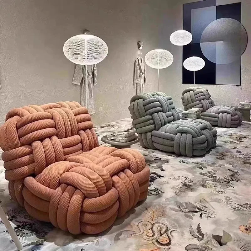 

Single Leisure Lazy Recliner Couch Artistic Luxury Woven Sofa Living Creative Sofa