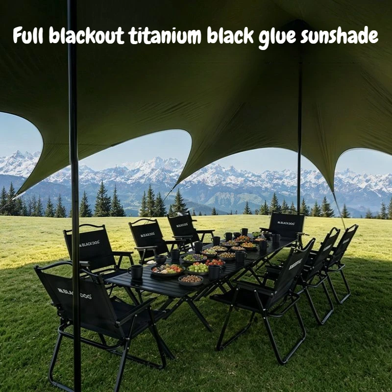 Outdoor Sun Shelter Blackout Vinyl Ventilated Camping Wind Rope Awning Multilayered Supporting Rod Waterproof Shelters Hiking