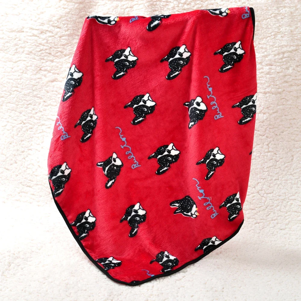 Mantas de lana suave para Bulldog Francés, alfombrilla de cama cálida para perros, cojín para cachorros y gatos, alfombrillas para dormir, Otoño e Invierno