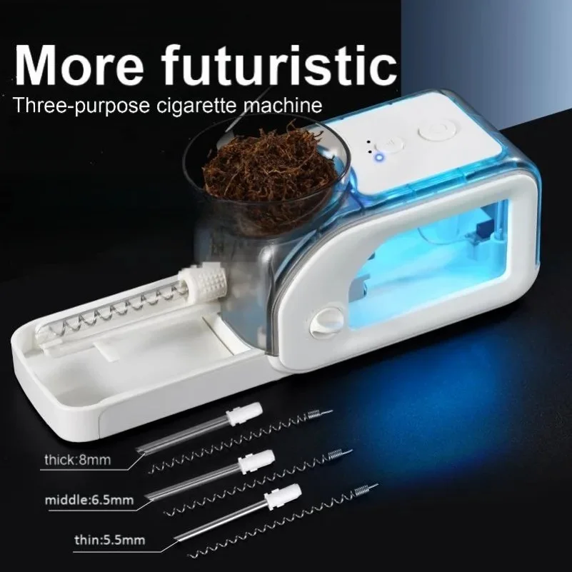 

Новый стиль, светодиодная светящаяся прозрачная машина для прокатки сигарет, 5,5 мм, 6,5 мм, 8 мм, доступная автоматическая машина для наполнения табака и травы